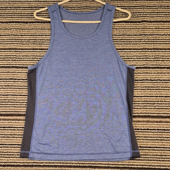 LULULEMON Blue Dark Grey Athletic Medium Mens Tank Top Style Workout Shirt - Picture 1 of 6